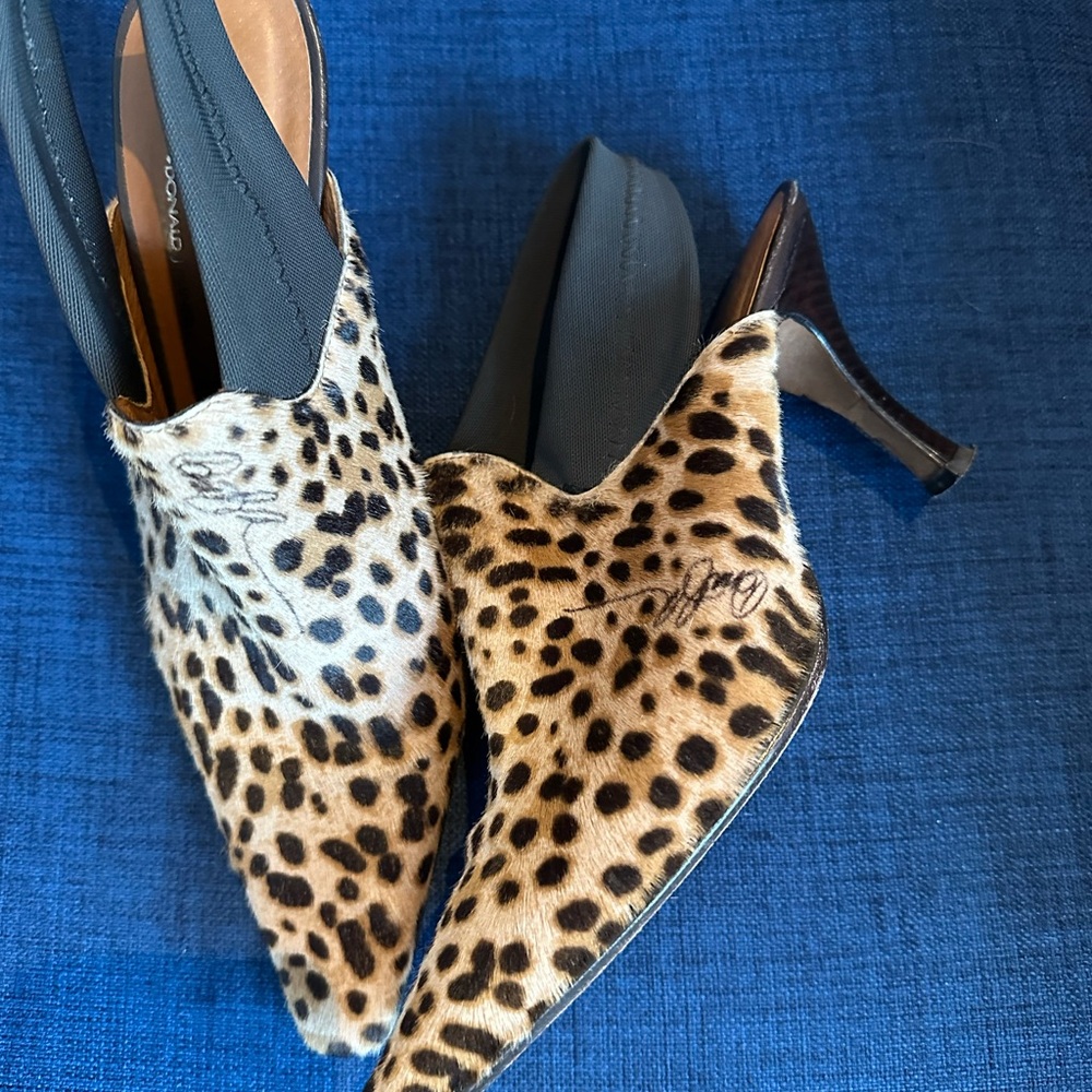 Donald J. Pliner cheetah mohair sling heels.  8.5 Medium